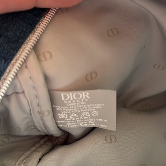 Dior Beaute Make up Authentic Denim New Bag w/Silver Charm, Gray Interior - Picture 4 of 5